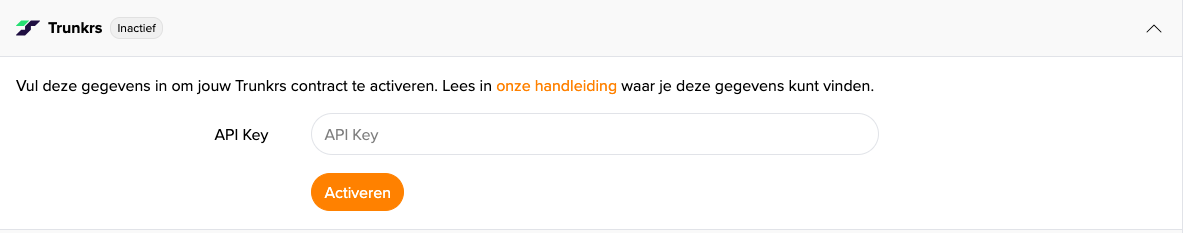 Trunkrs instellingen in MyParcel backoffice