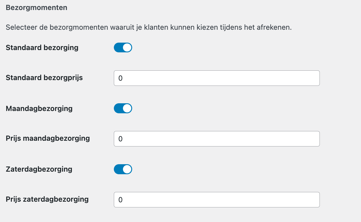 MyParcel WooCommerce plugin exportinstellingen DPD bezorgmomenten